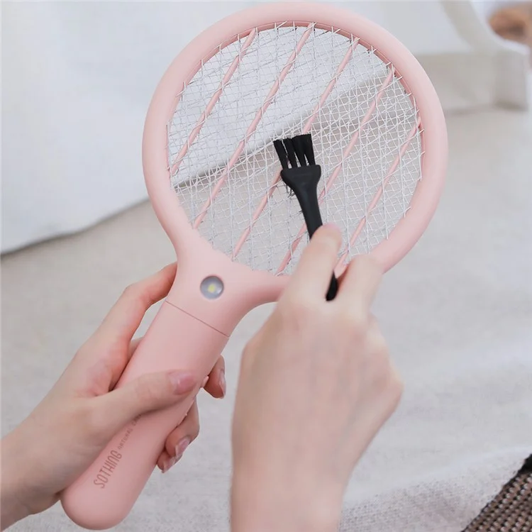 SOTHING Mini elektrischer Mückenkiller USB wiederaufladbar Handheld Fliegenklatsche mit LED-Beleuchtung - Weiß