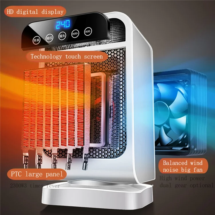 Radiateur électrique à commande à distance avec écran tactile, oscillant à 120 degrés (ST Warm) - Prise UK 220V