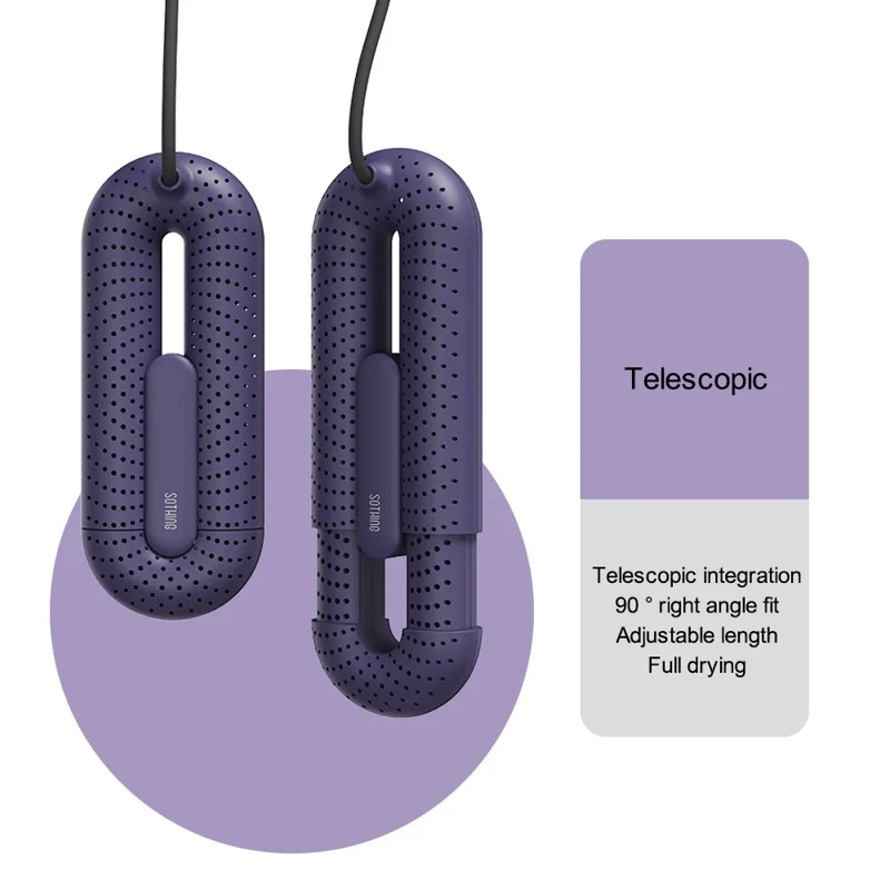 SOTHING Portable Boot Shoe Dryer Retractable Footwear Dryer Device for Rainy Seasons Winter Travel, CN Plug - Purple / Standard
