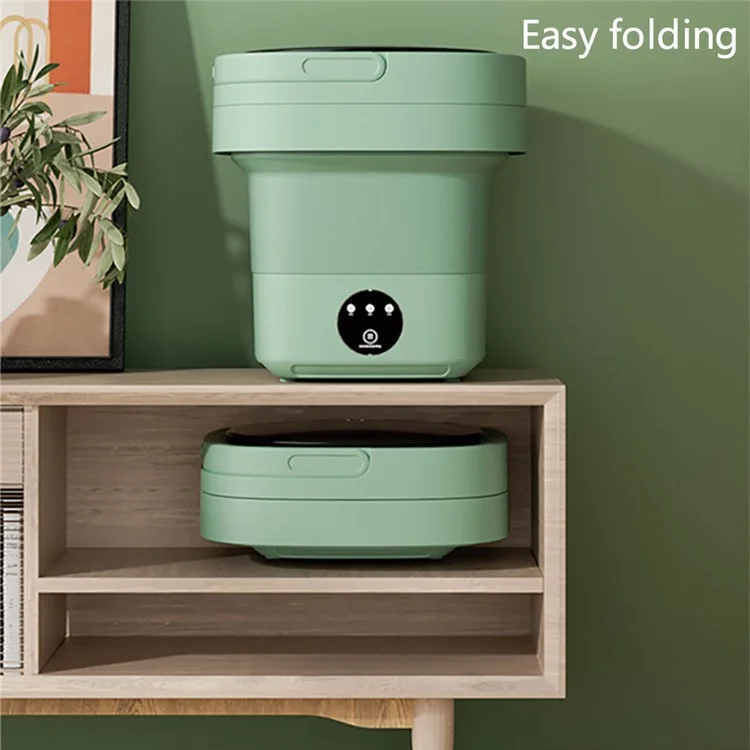ZHXXJ-001 8L Portable Washing Machine Blue Light Sterilization Folding Mini Washer for Baby Cloth, Underwear - Green