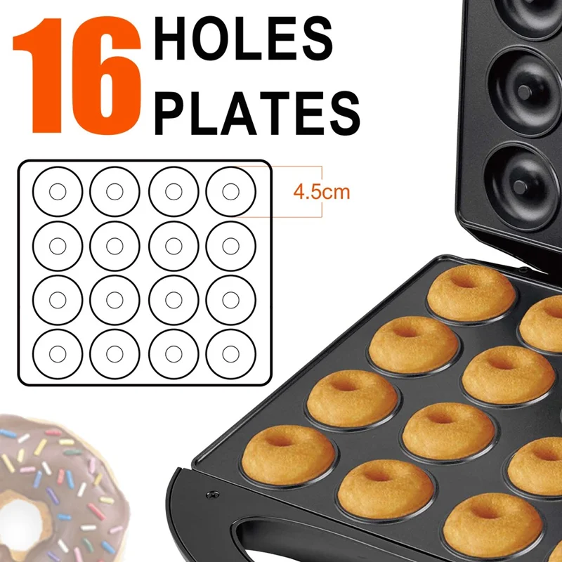 COUPE CP616 16 Hole Donut Machine Electric Non-Stick Double Side Heating Baking Equipment (CE Certificated, No FDA) - EU Plug / 220V