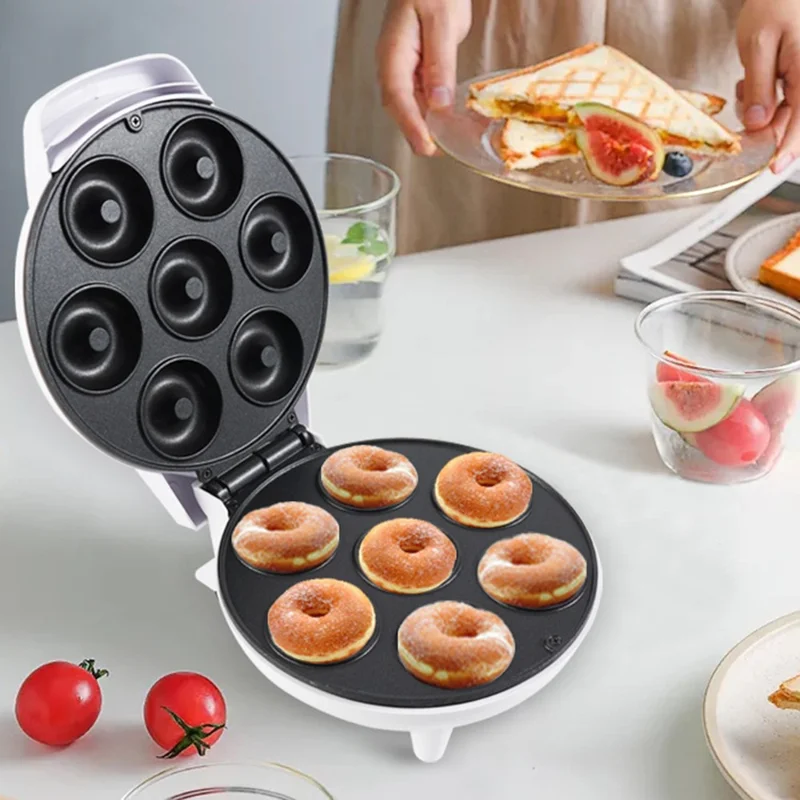 COUPE CP530 Mini Donut Maker 7 Holes Electric Donut Press Machine for Home Kitchen (CE Certificated, No FDA) - White / EU Plug