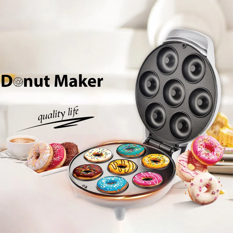 COUPE CP530 Mini Donut Maker 7 Holes Electric Donut Press Machine for Home Kitchen (CE Certificated, No FDA) - Red / EU Plug