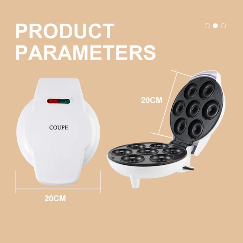 COUPE CP530 Mini Donut Maker 7 Holes Electric Donut Press Machine for Home Kitchen (CE Certificated, No FDA) - Red / EU Plug