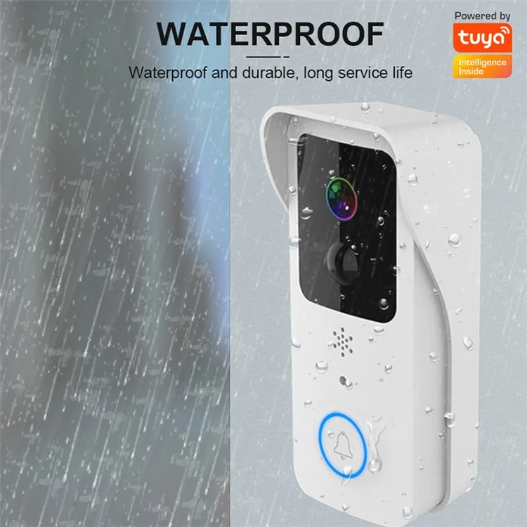 T32 Tuya App 2.4g / 5G WiFi 1080p Video Viewling Visor Wireless Voice Intercom Security Door Bell - Blanco