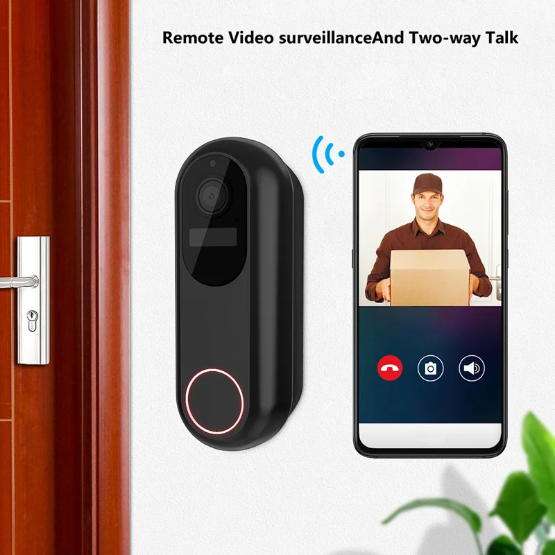 T31 Tuya WiFi-video-deurbel PIR-bewegingssensor Draadloze afstandsbediening Home Video Voice Intercom - UK-stekker
