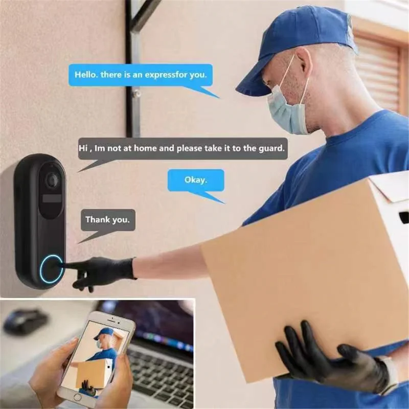 T31 Tuya WiFi-video-deurbel PIR-bewegingssensor Draadloze afstandsbediening Home Video Voice Intercom - UK-stekker