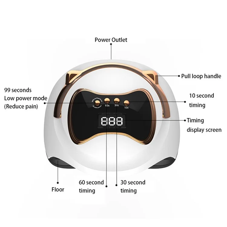 BLUEQUE V19 Bären-förmige UV-LED-Nagellampe 120W Tragbare Nageltrocknerin Gel-Polier-Härtungslampe Maniküre-Set - EU-Stecker