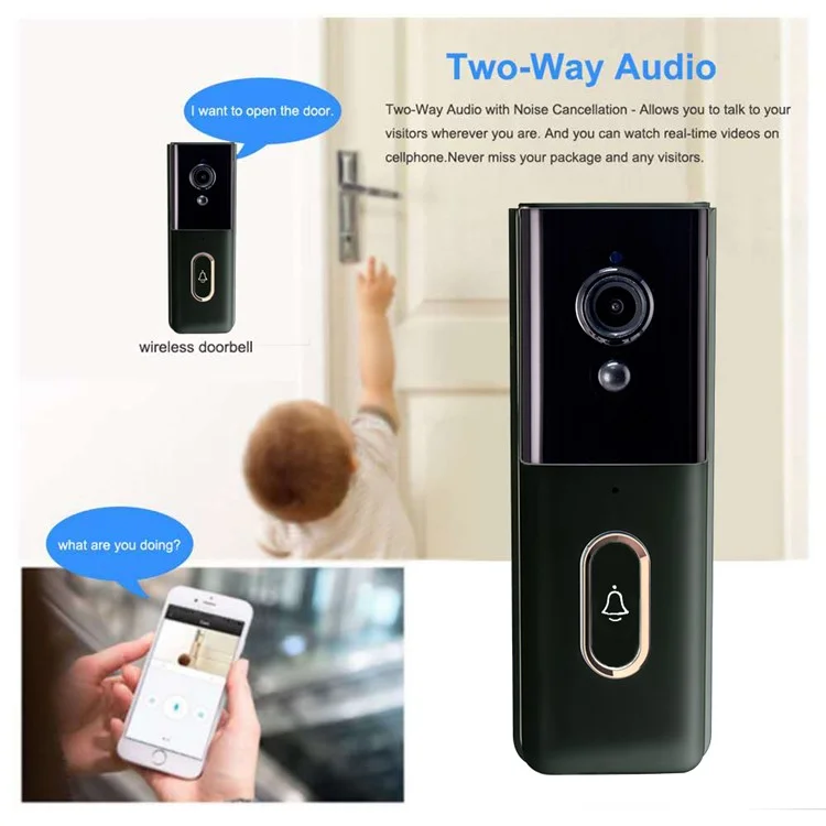 T204 Tuya WiFi Wireless Smart Video Doorbell Infrared Night Vision HD Display Doorbell - White