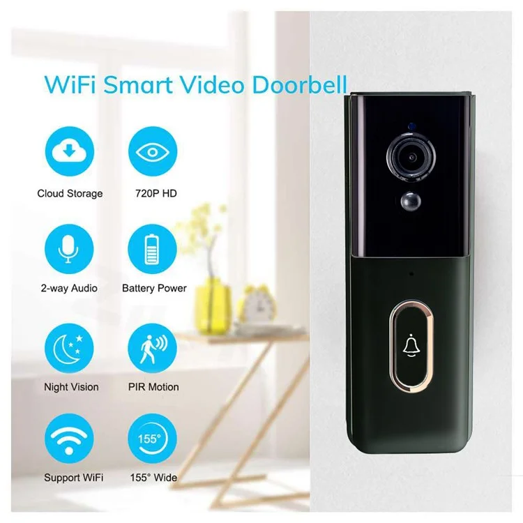 T204 Tuya WiFi Wireless Smart Video Doorbell Infrared Night Vision HD Display Doorbell - White