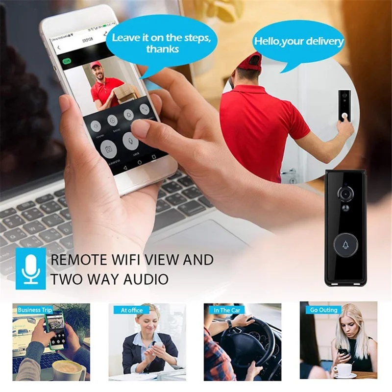 T205 Tuya Intelligent Low Power Wireless Visual Doorbell PIR Motion Detection Two-Way Talk 2.4GHz WiFi Doorbell - Silver