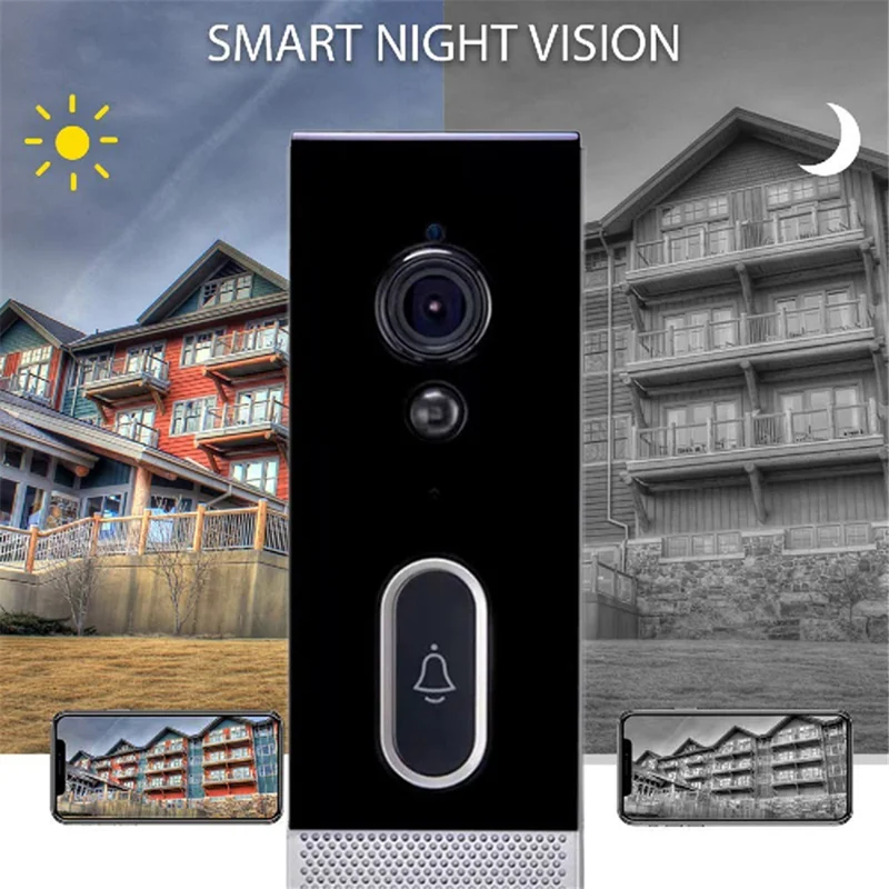 T205 Tuya Intelligent Low Power Wireless Visual Doorbell PIR Motion Detection Two-Way Talk 2.4GHz WiFi Doorbell - Silver