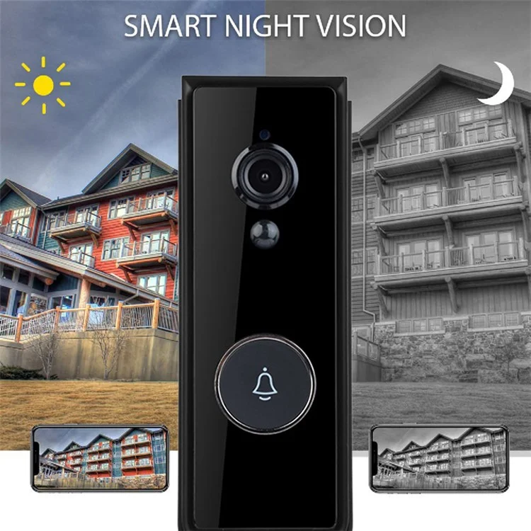 Timbre visual inteligente para gato Tuya T206 2.4GHz WiFi con batería, compatible con detección de movimiento PIR, modo día/noche