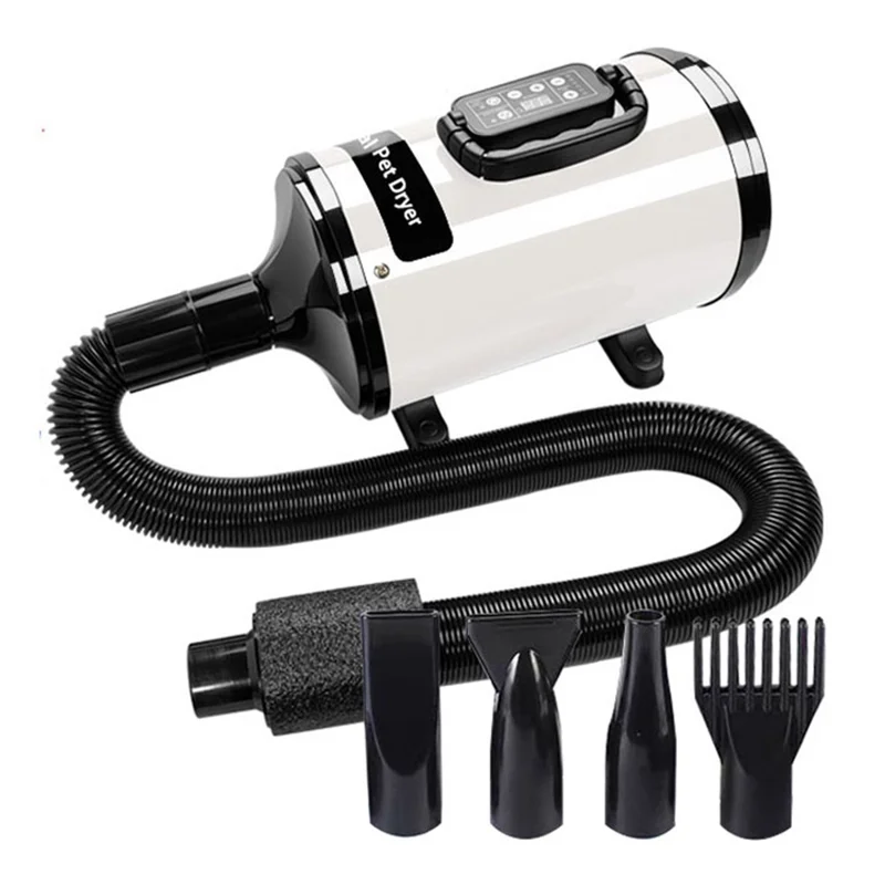YC-C5 Dog Blow Dryer Ionic Smart LCD Screen Pet Grooming Dryer, US Plug - White