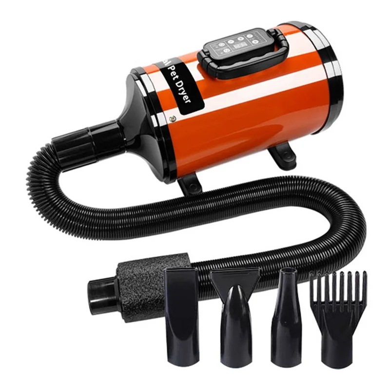 YC-C5 Dog Blow Dryer Ionic Smart LCD Screen Pet Grooming Dryer, US Plug - Orange