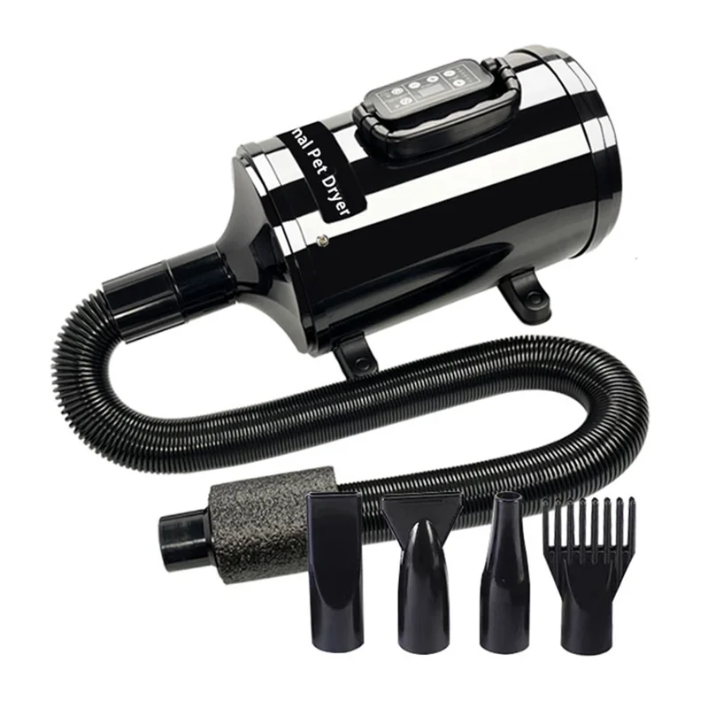 YC-C5 Ionic Smart LCD Screen Pet Grooming Dryer Speed / Temperature Control Dogs Blower Dryer, EU Plug - Black