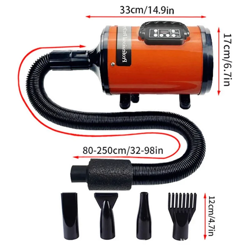 YC-C5 Ionic Smart LCD Screen Pet Grooming Dryer Speed / Temperature Control Dogs Blower Dryer, EU Plug - Red