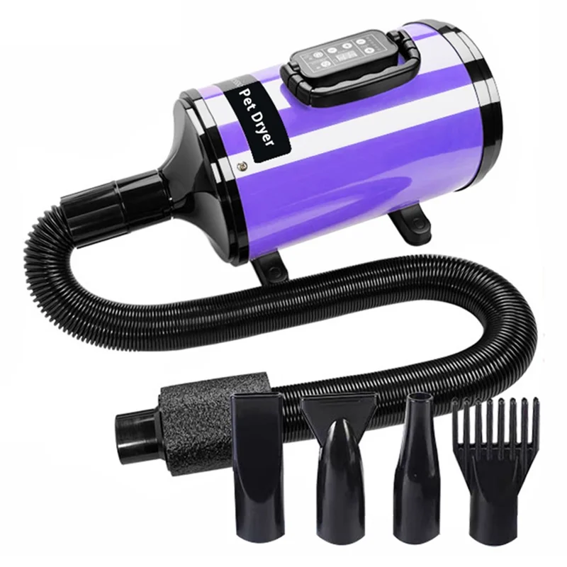 YC-C5 Ionic Smart LCD Screen Pet Grooming Dryer Speed / Temperature Control Dogs Blower Dryer, EU Plug - Purple