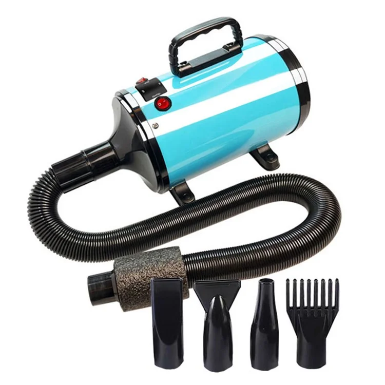YC-C3 Constant Temperature Pet Hair Dryer with 4 Nozzles Dog Grooming Blower, EU Plug - Blue
