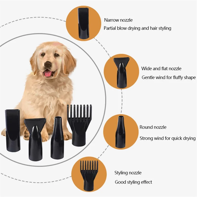 YC-C2 Adjustable Temperature and Speed Quick Drying Pet Dog Hair Dryer, US Plug - Black