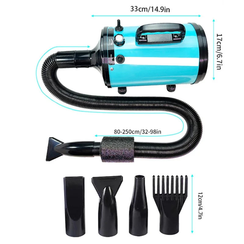 YC-C2 Adjustable Temperature and Speed Quick Drying Pet Dog Hair Dryer, US Plug - Rose