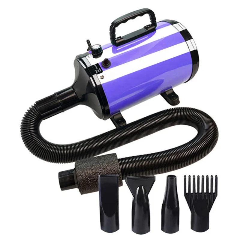 YC-C2 Adjustable Temperature and Speed Quick Drying Pet Dog Hair Dryer, US Plug - Purple