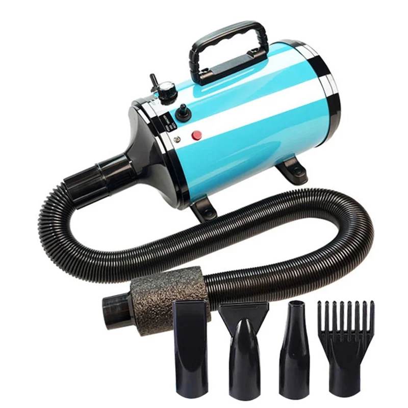 YC-C2-D Adjustable Temperature and Speed 2800W Hair Dryer with Indicator for Pet Dog, US Plug - Blue