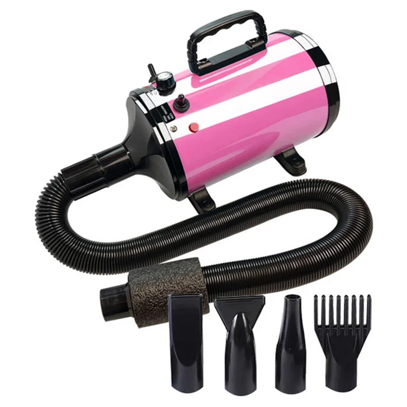 YC-C2-D Adjustable Temperature and Speed 2800W Hair Dryer with Indicator for Pet Dog, US Plug - Rose