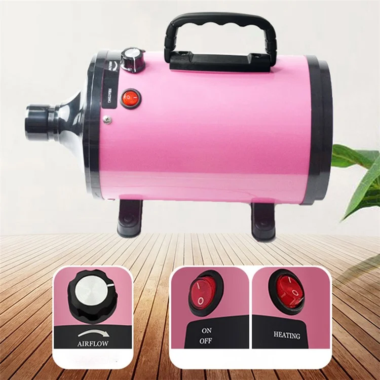 YC-C4 Secador de Pelo para Perros con Velocidad Ajustable y Temperatura Constante, Soplador de Mascotas, Enchufe UE - Rosa