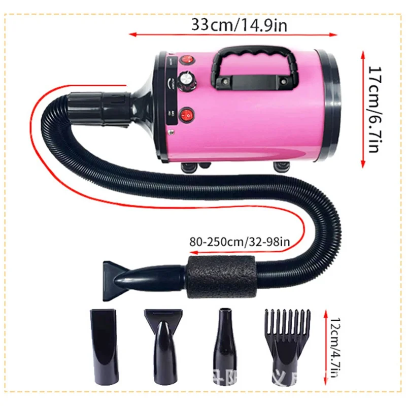 YC-C4 Adjustable Speed Constant Temperature ABS Shell Pet Dog Hair Dryer, US Plug - Yellow