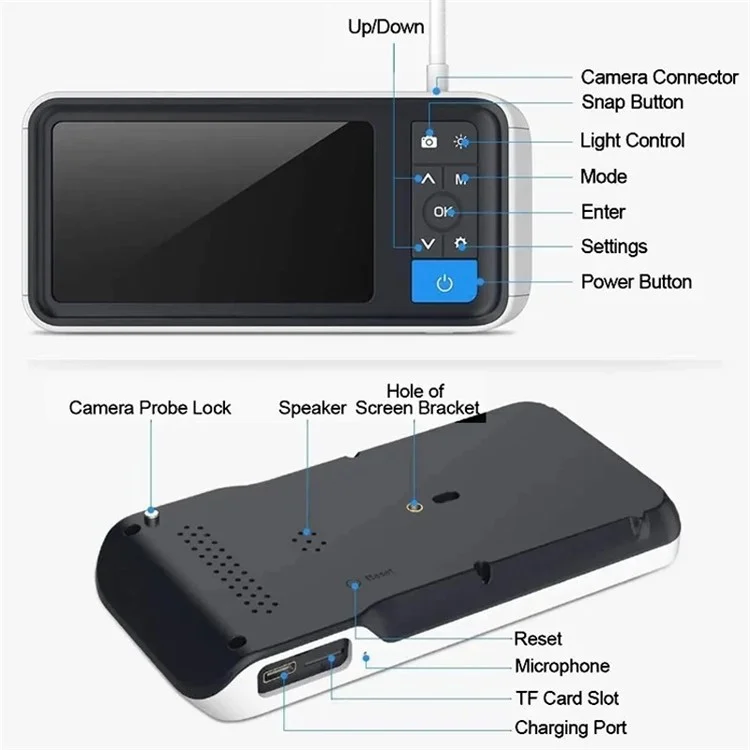 TESLONG MS450 HD 4,5-Zoll-Smartscreen-Visuelle-Ohr-Endoskop, 3,9-mm-Ohr-Otoskop