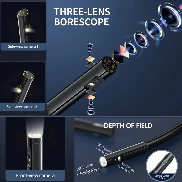 TESLONG NTS300 Endoscope d'inspection de tuyaux avec écran de 5,0 pouces, objectif de 7,6 mm et résolution de 5 M