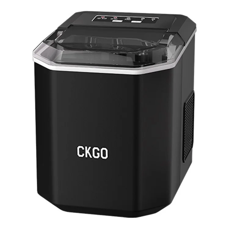 CKGO 12-G Fabricador de Hielo Doméstico Máquina de Hielo Autolimpiante Pequeña Fabricadora de Cubitos de Hielo - Negro / Enchufe de EE. UU.