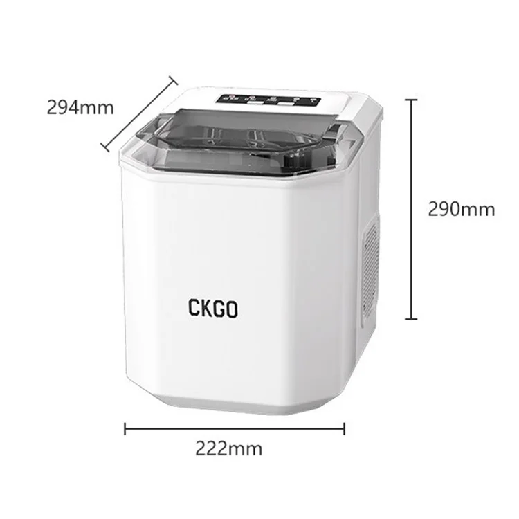 CKGO 12-G Fabricador de Hielo Doméstico Máquina de Hielo Autolimpiante Pequeña Fabricadora de Cubitos de Hielo - Negro / Enchufe de EE. UU.