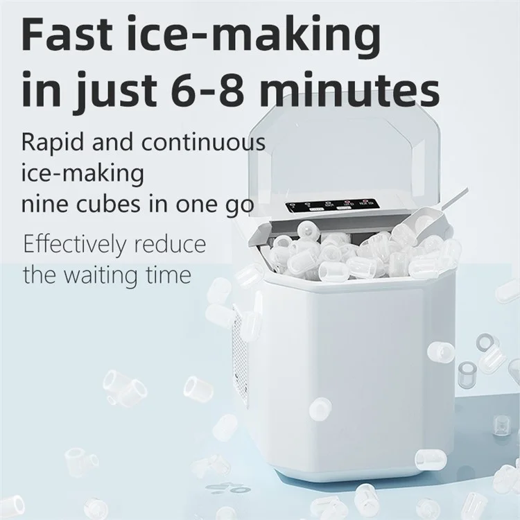 CKGO 12-G Fabricador de Hielo Doméstico Máquina de Hielo Autolimpiante Pequeña Fabricadora de Cubitos de Hielo - Negro / Enchufe de EE. UU.