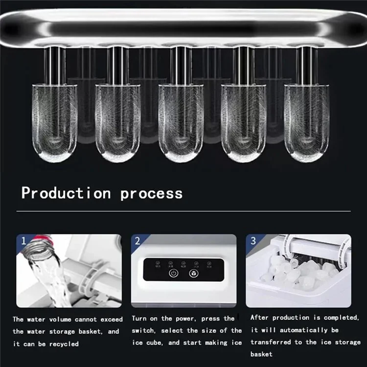 GSN-Z6Y1 Ice Machine with Handle Household Ice Maker Self-Cleaning Portable Ice Cube Maker - White / Enchufe de EE. UU.