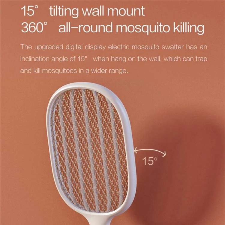 Xiaomiyoupin Qualitell S1 Affichage Numérique Bug Zapper Lampe Électrique Mosquito Mosquito Racket - Blanc