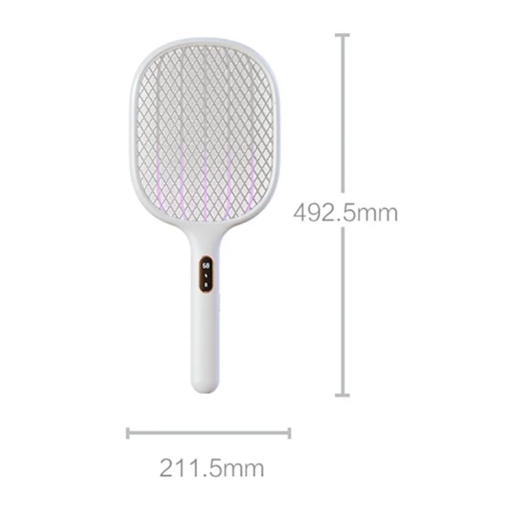XIAOMIYOUPIN QUALITELL S1 Lâmpada Mata-Moscas Digital com Exibição Lâmpada Elétrica Mata-Moscas Raquete - Branco