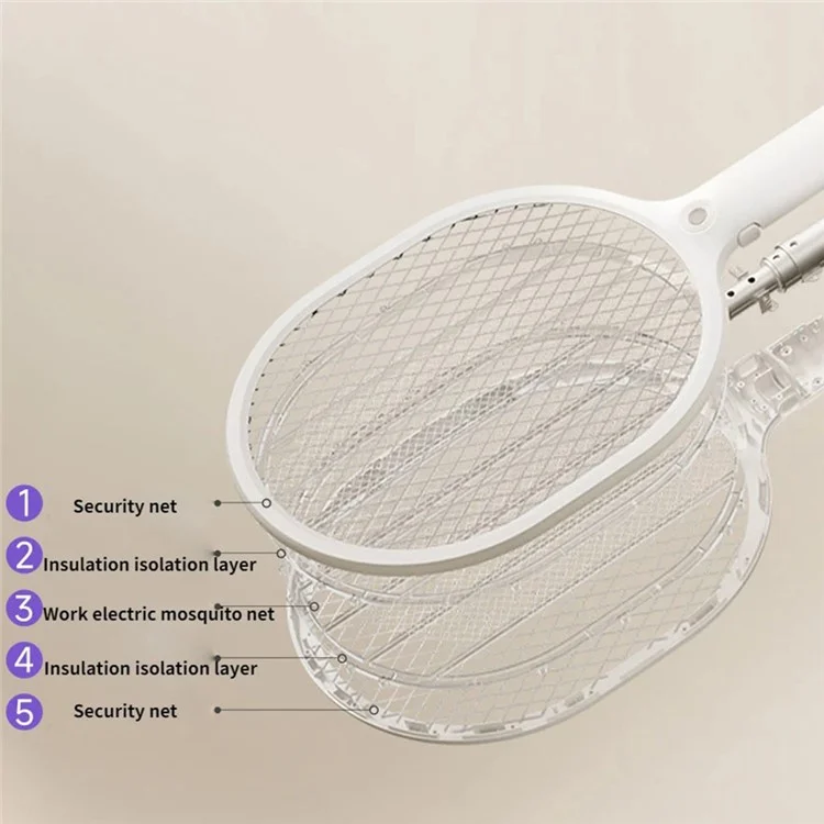 Xiaomiyoupin Qualitell L1 LED Green Light Mosquito Detecção de Mosca Elétrica Swatter Racket Bug Zapper