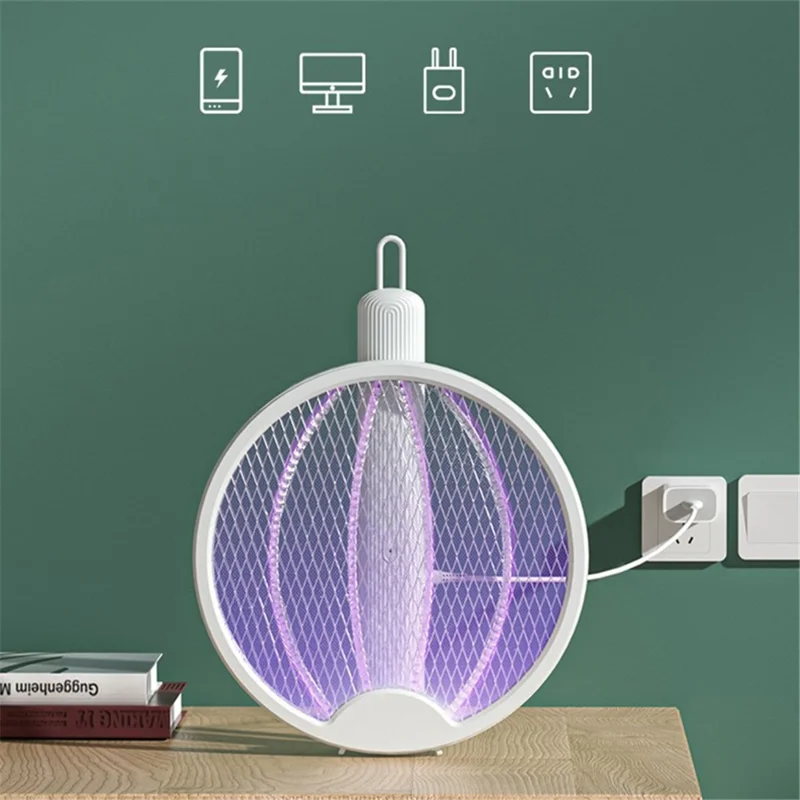 Household Mosquito Killer Lamp USB Rechargeable Folding Electric Mosquito Swatter - Earth