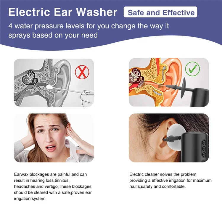 FB009 Electric Ear Wax Removal Device IPX6 Waterproof Ear Washer Cleaning Tool