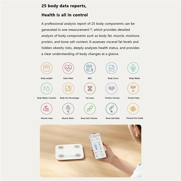 XIAOMI MIJIA S400 Bilancia per il grasso corporeo precisa Bluetooth APP Monitor Bilancia digitale - Bianco