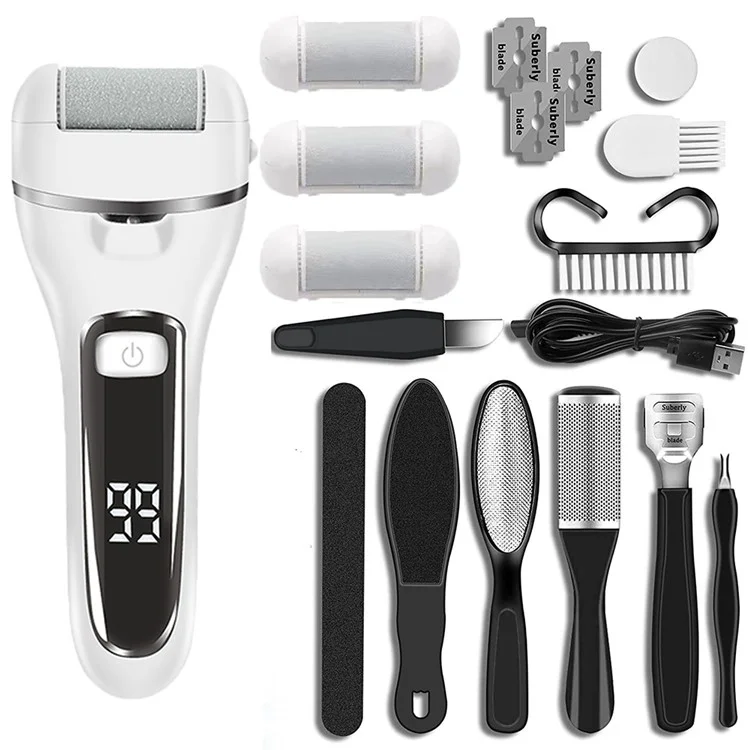 LA-M269 Electric Foot Grinder Foot Callus Remover Pedicure Tools Foot Care Kit - White