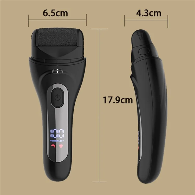 Removedor de Calos Elétrico V-618 com Visor Digital, Kit de Ferramentas para Cuidados com os Pés - Preto