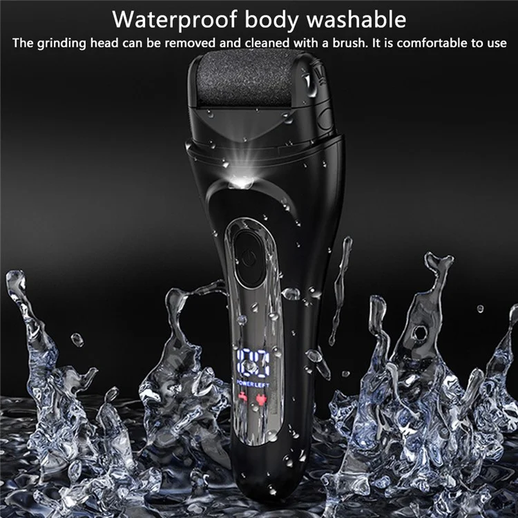 Removedor de Calos Elétrico V-618 com Visor Digital, Kit de Ferramentas para Cuidados com os Pés - Preto