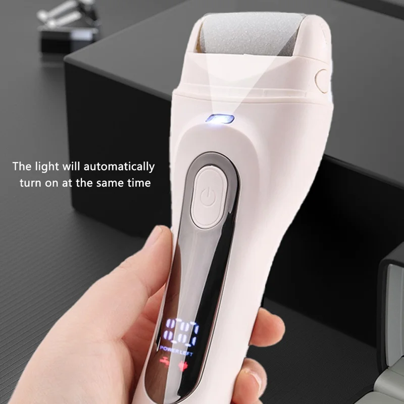 V-618 Electric Foot Callus Remover with Digital Display Pedicure Tools Foot Care Kit - White