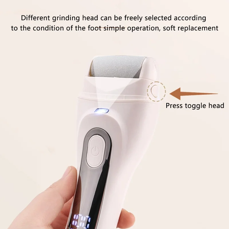 V-618 Electric Foot Callus Remover with Digital Display Pedicure Tools Foot Care Kit - White