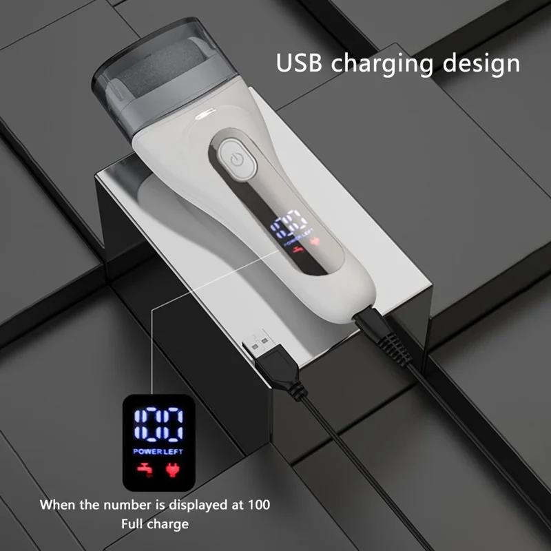 V-618 Electric Foot Callus Remover with Digital Display Pedicure Tools Foot Care Kit - White