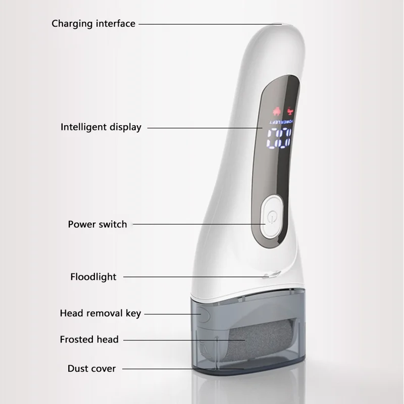 V-618 Electric Foot Callus Remover with Digital Display Pedicure Tools Foot Care Kit - White