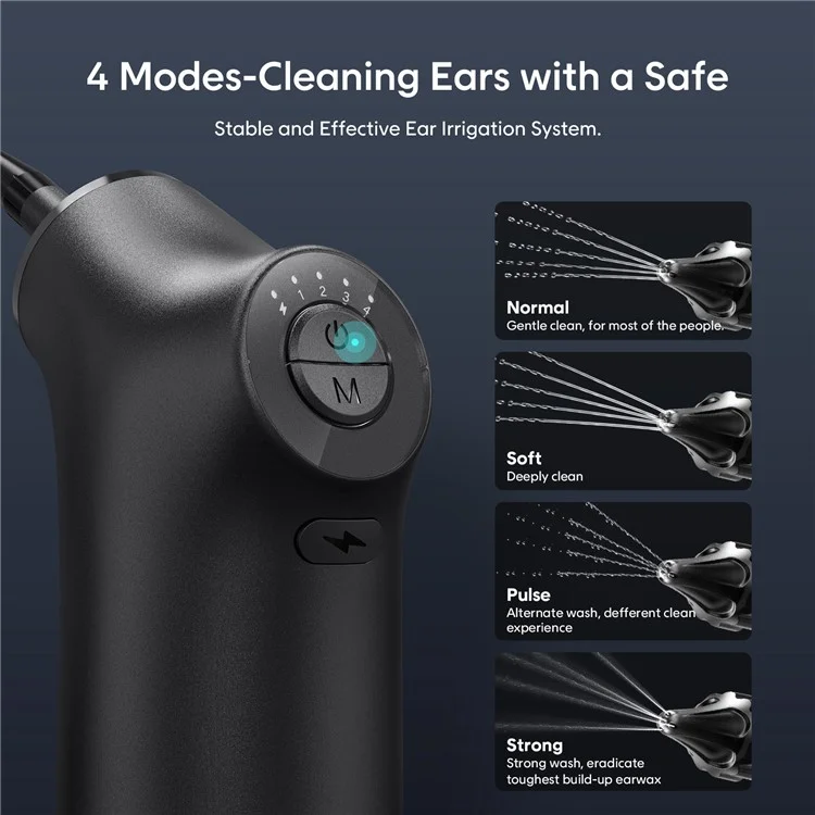 E30 4 Modes Electric Ear Cleaner Water Irrigation Ear Washer with 200ml Water Tank